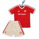 Camisolas de futebol Manchester United Retro Criança Equipamento Principal 1984 Manga Curta